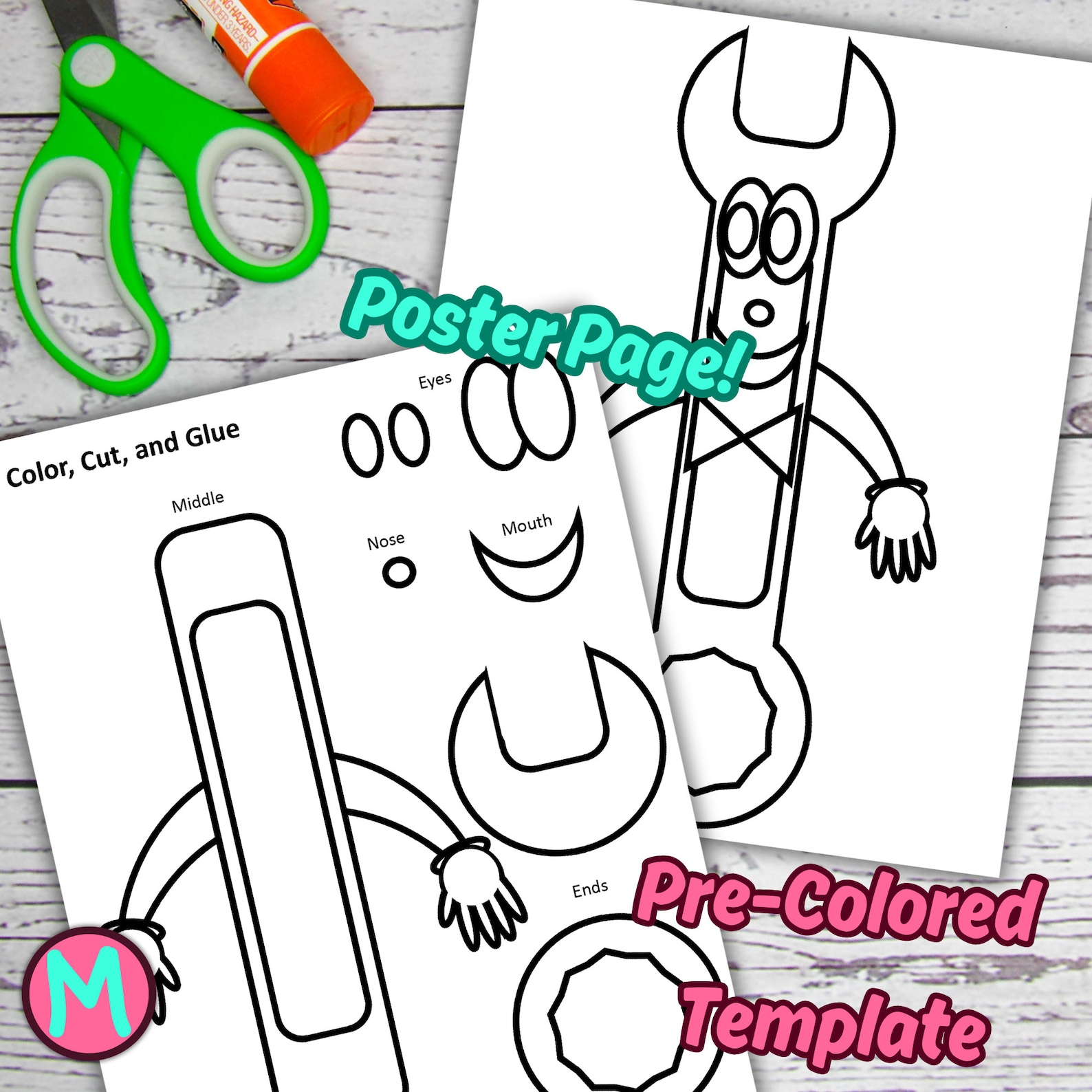 Wrench Template.pdf Wily Wrench Craft Template for Preschool, Kindergarten, Elementary or ...