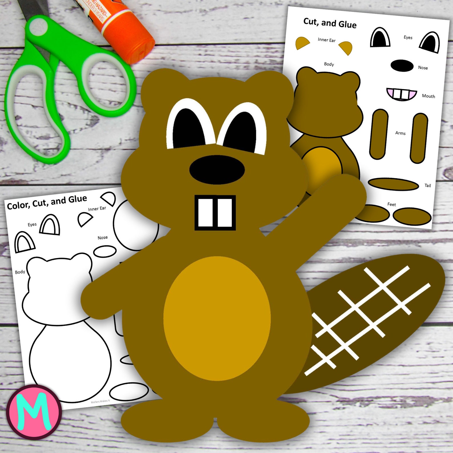 Beaver Craft Template for Preschool, Kindergarten, Elementary or Beaver Craft Template for Preschool, Kindergarten, Elementary or