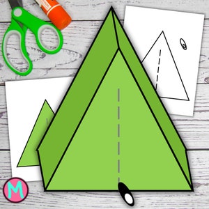 Zelt-Bastelvorlage für Kinder, Ausschneiden und Kleben, einfaches Basteln für die Vorschule, Camping-Basteln