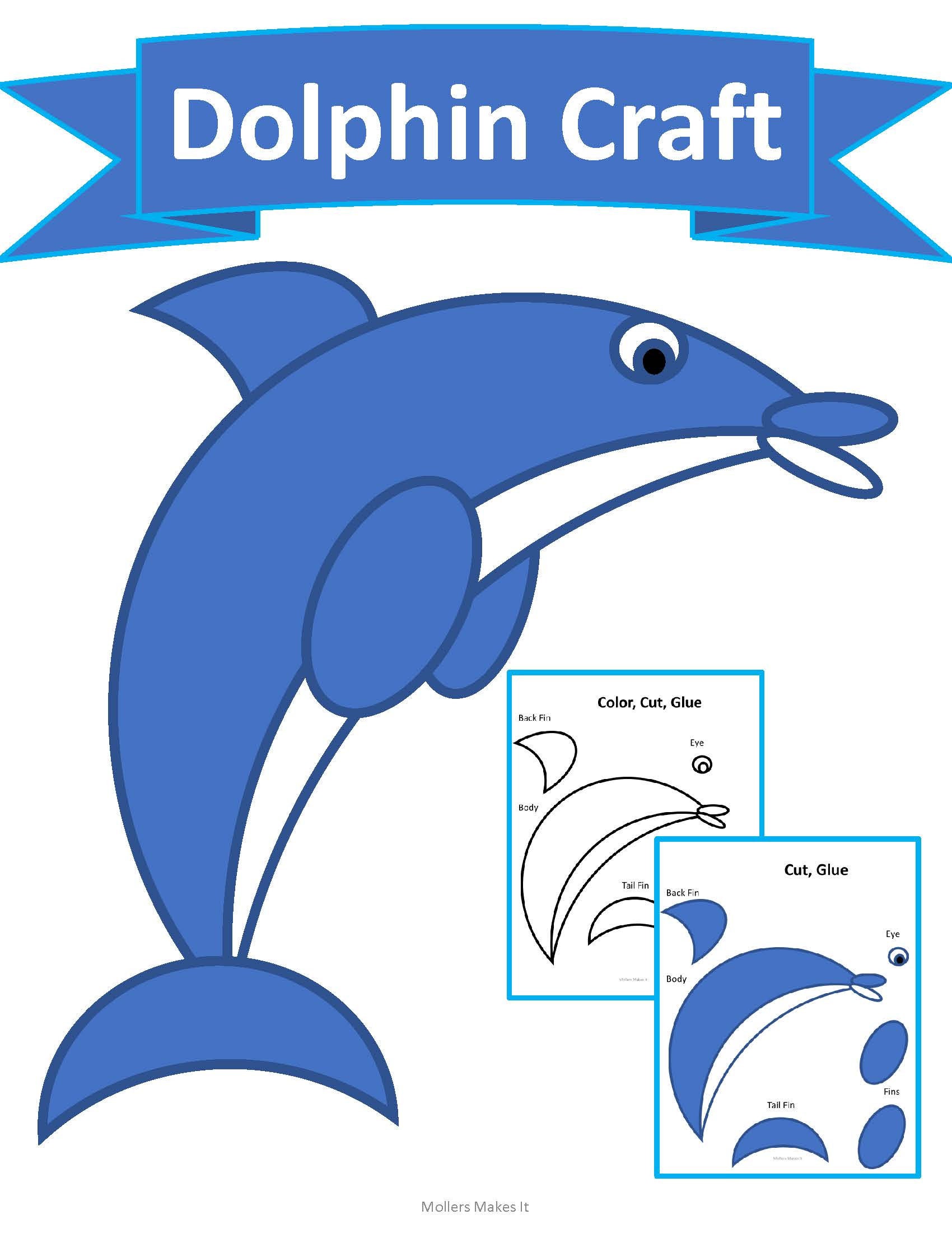 Dolphin Craft Template for Preschool Kindergarten Elementary
