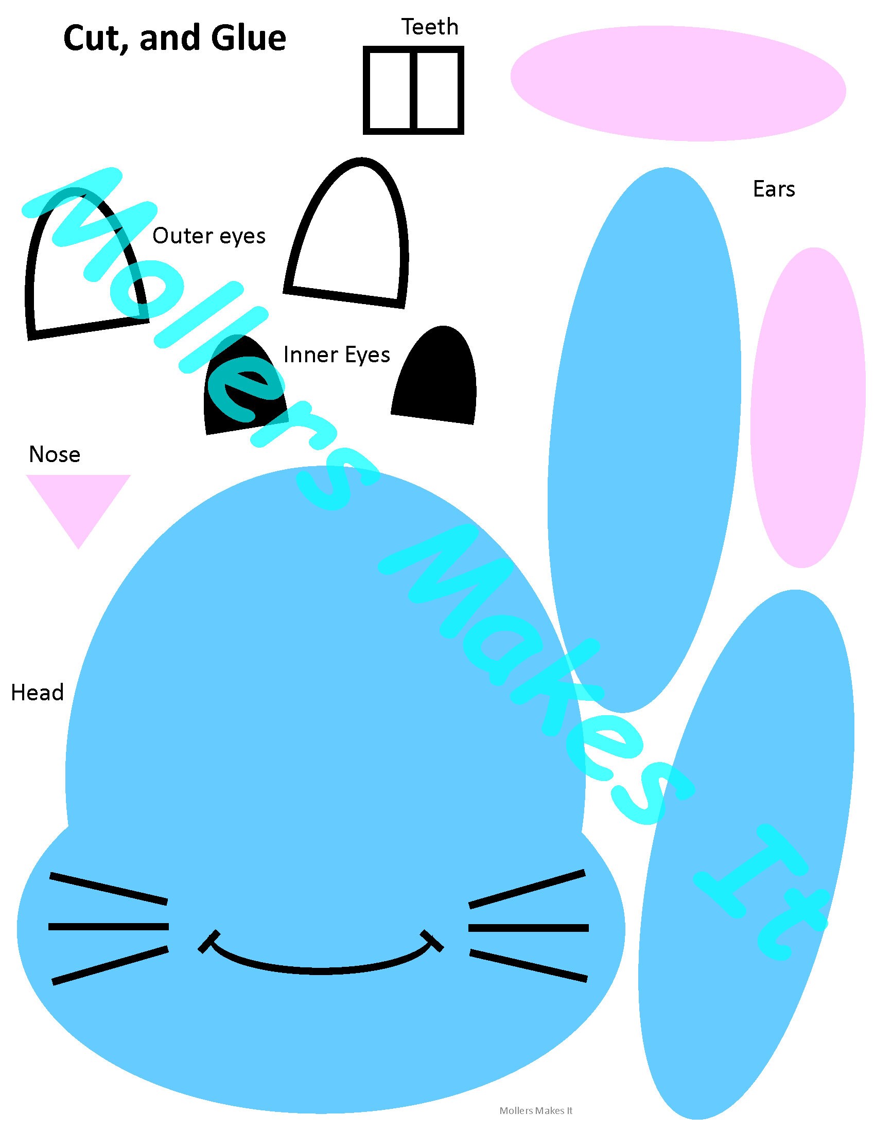 Bunny Rabbit Head Craft Template for Preschool, Kindergarten ...