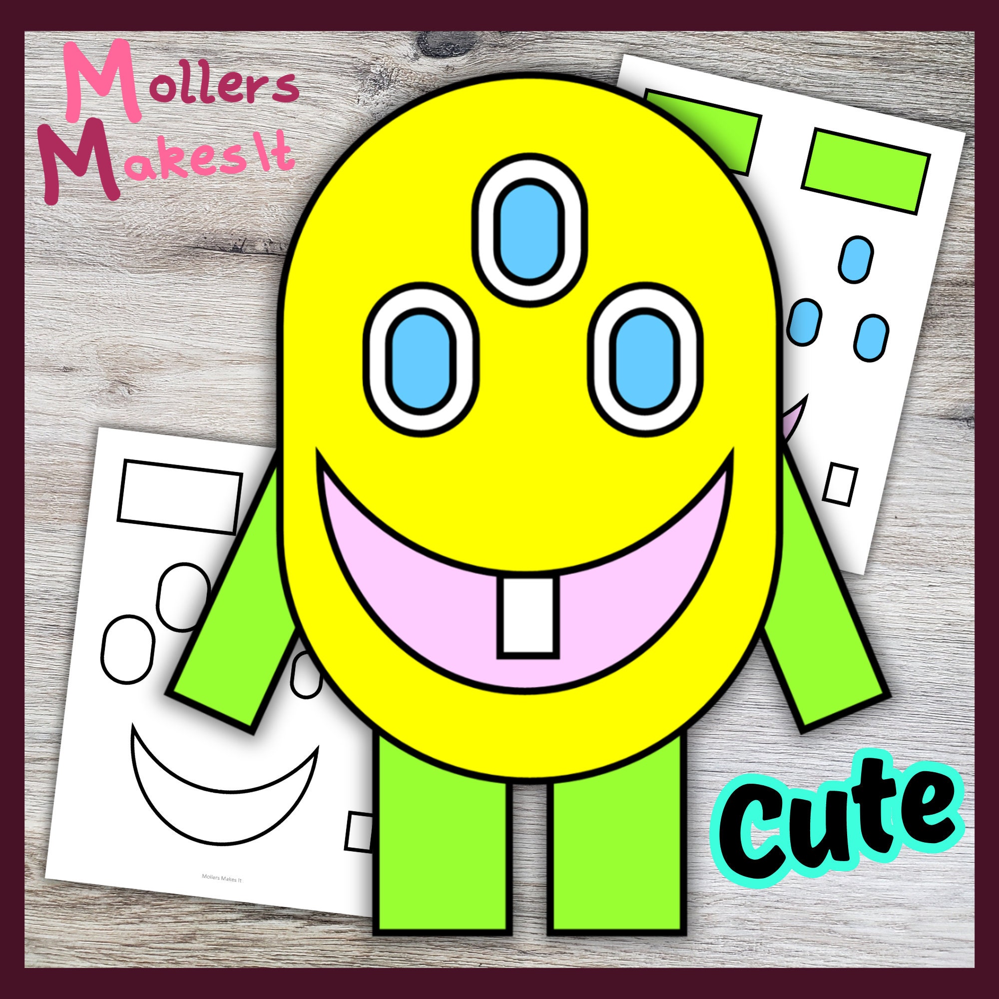 Yellow Monster Craft Template for Kids, Preschool, Kindergarten Yellow Monster Craft Template for Kids, Preschool, Kindergarten