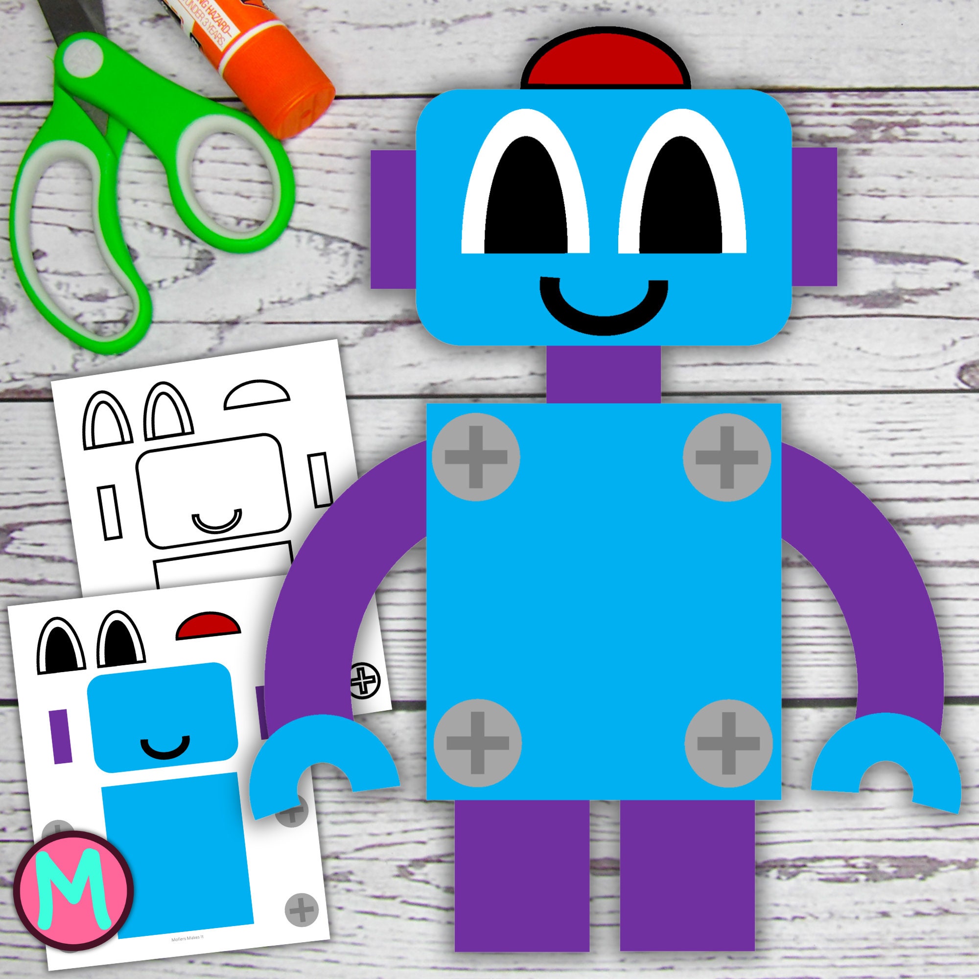 Rare Robot Craft Template for Kids, Build A Robot Craft, Simple Robot Craft For Preschool, Cut and Glue Robot Craft for Kindergarten