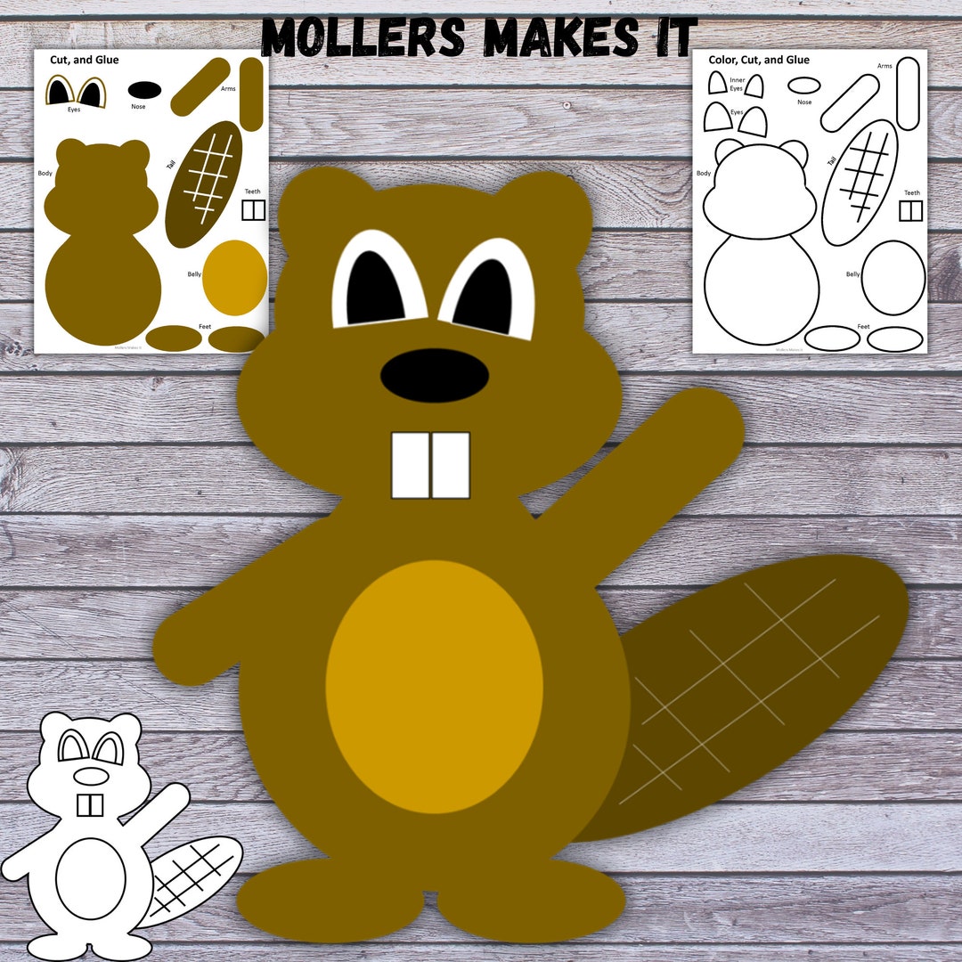 Brilliant Beaver Craft Printable Template for Preschool Etsy Brilliant Beaver Craft Printable Template for Preschool Etsy