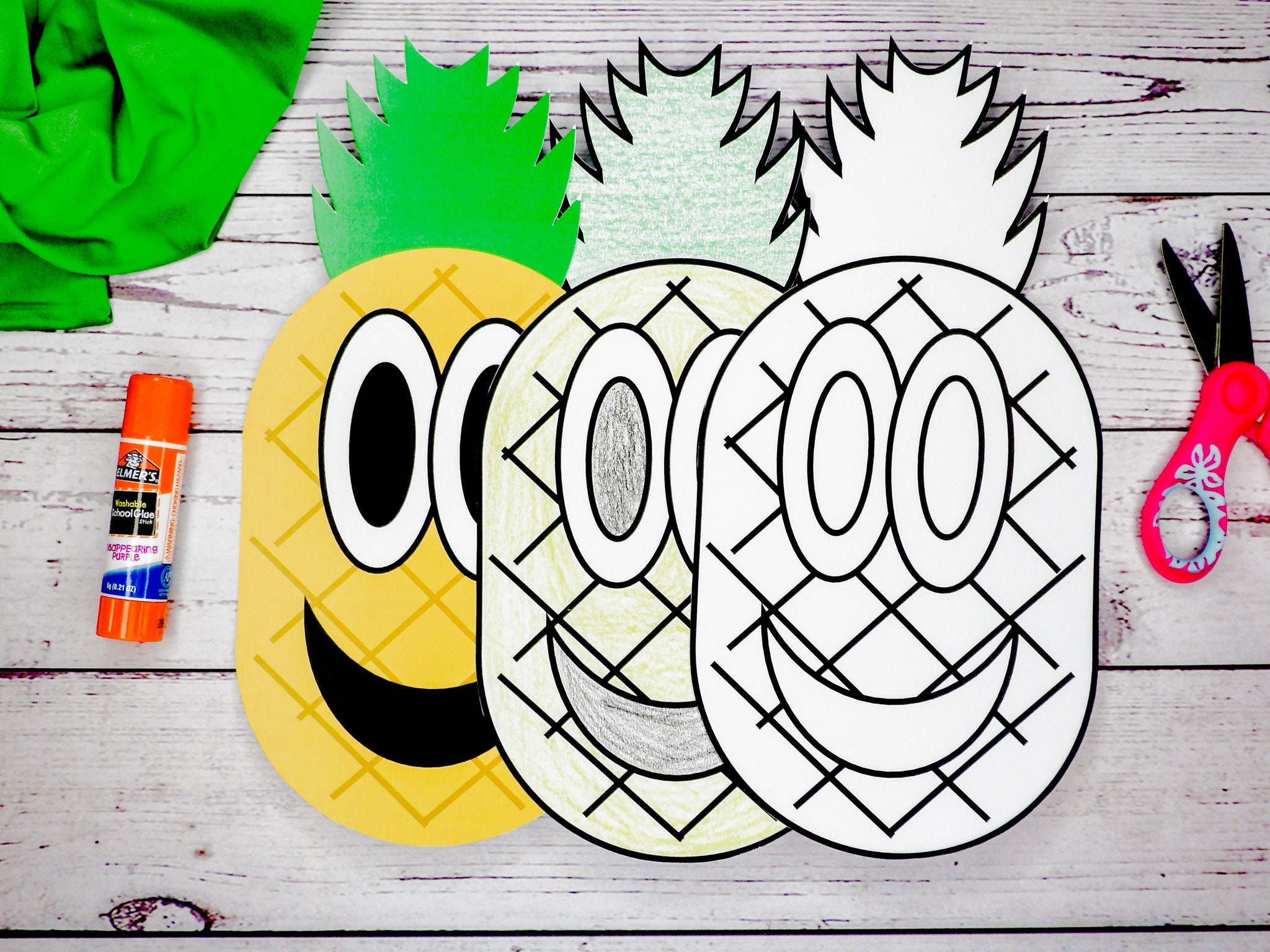 Pineapple Craft Template Cut & Paste Activity (PDF) Etsy