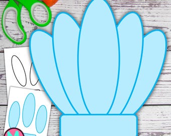 Blue Seashell Craft Template, Printable Summer Cut and Glue Paper Craft For Kids (PDF)