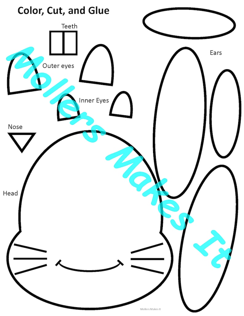 Bunny Rabbit Head Craft Template for Preschool, Kindergarten ...