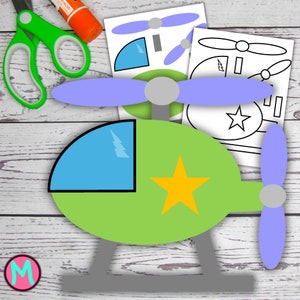 Helicopter Craft Template for kids, toddler craft, simple preschool activity, transportation craft, kids craft