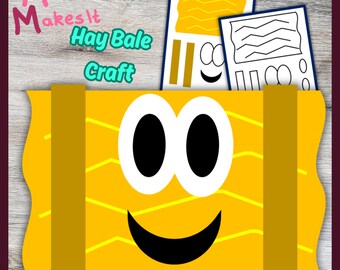 Hay Bale Craft Template, cut and glue farm craft for kids, preschool activity, paper craft printable template