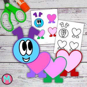 Valentine Caterpillar Craft Template: Printable Cut & Glue Activity (PDF Download