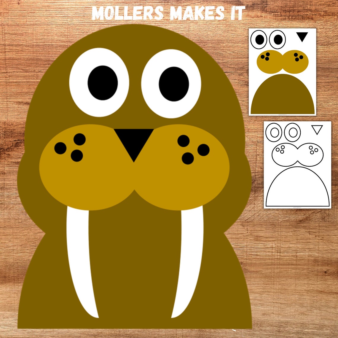 Walrus Paper Craft Pattern Template for Kids in Preschool, Kindergarten