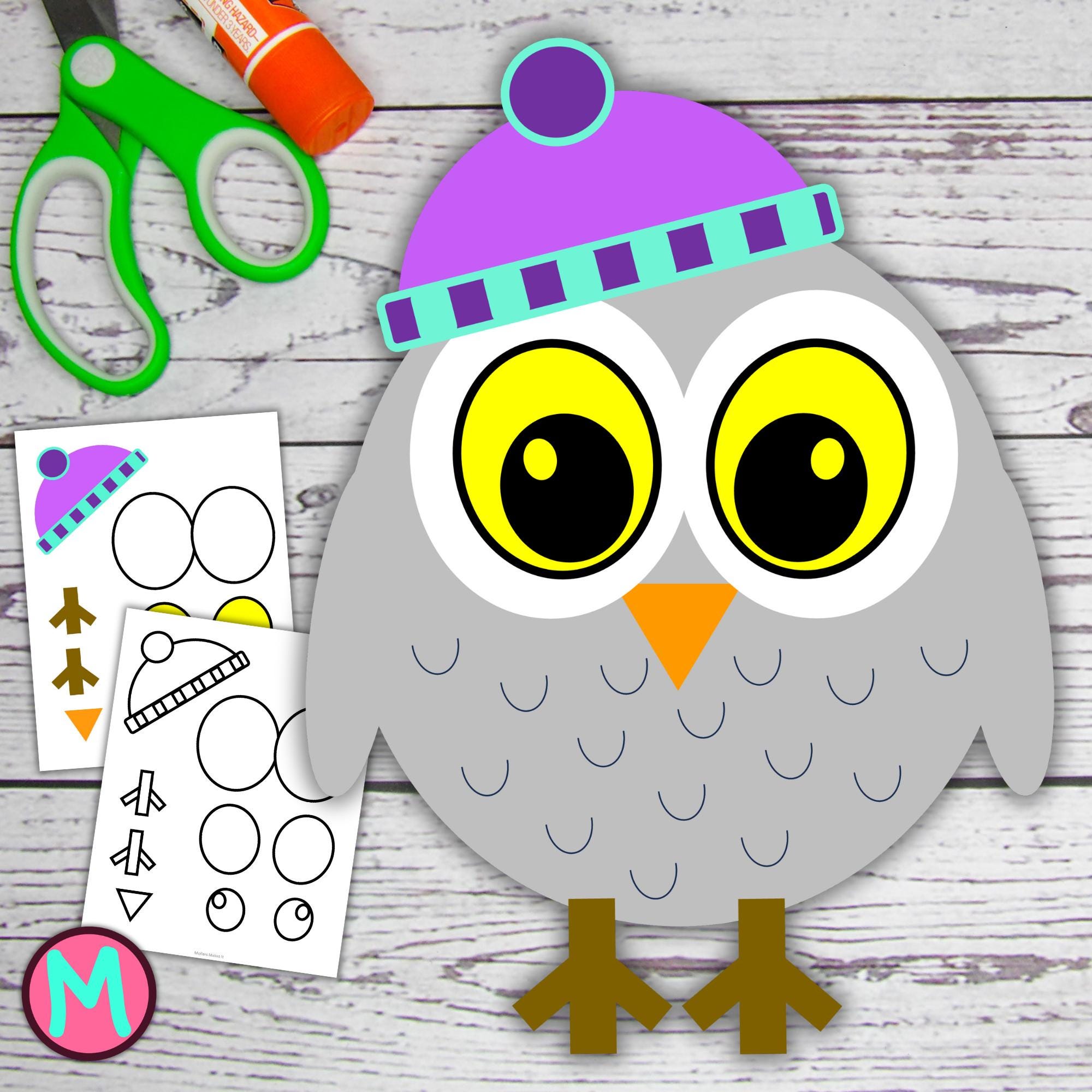 42 Creative Owl Crafts For Kids 30 Baby Snowy Owl Craft Template: Winter Cut and Glue Paper Craft For…