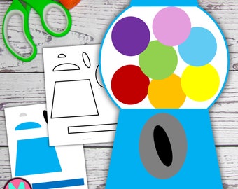 Gumball Machine Craft Template for Preschool, simple toddler craft, cut and glue Gumball Machine, fun food craft for kids