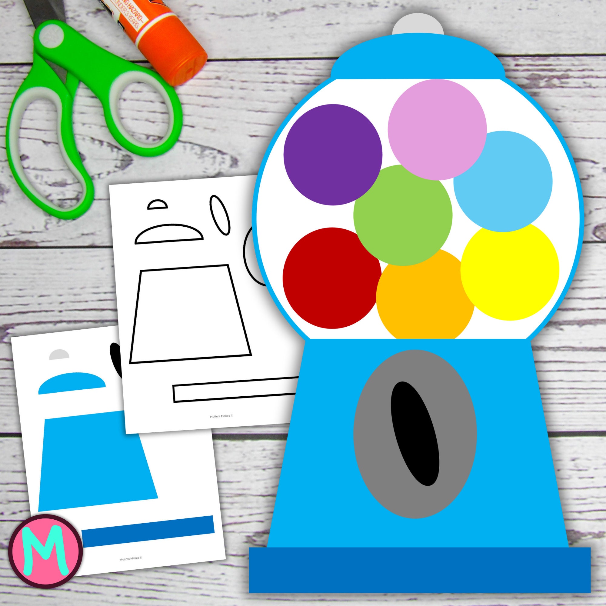 Gumball Machine Craft Template for Preschool Simple Toddler Craft Cut