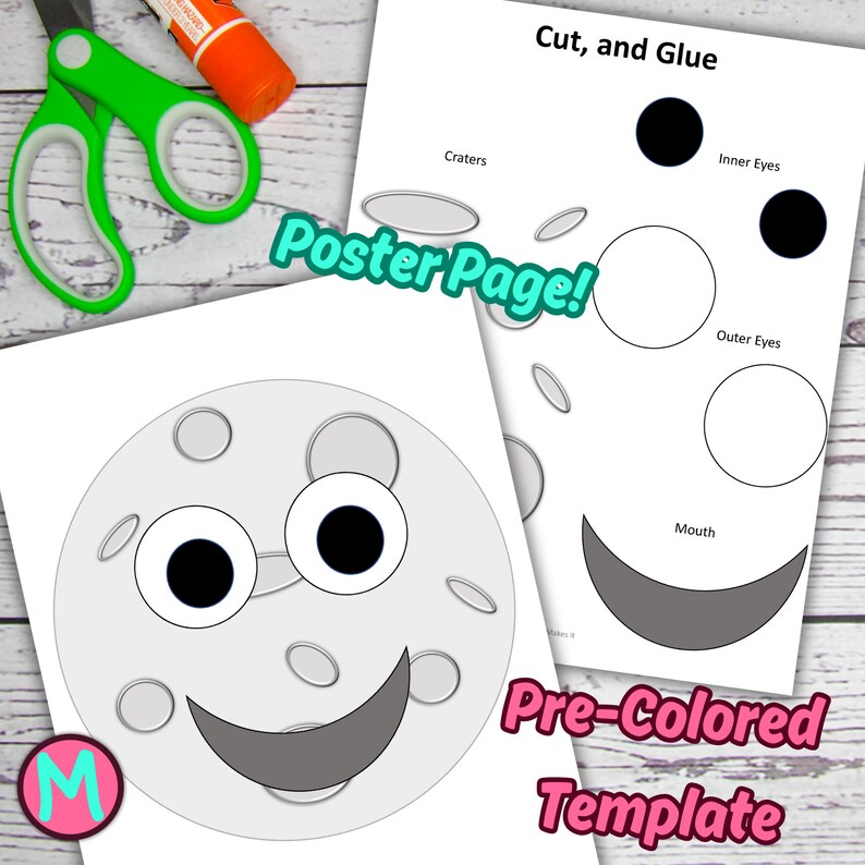 Moon Craft Template Paper Pattern for Kids, Preschool, Kindergarten ...