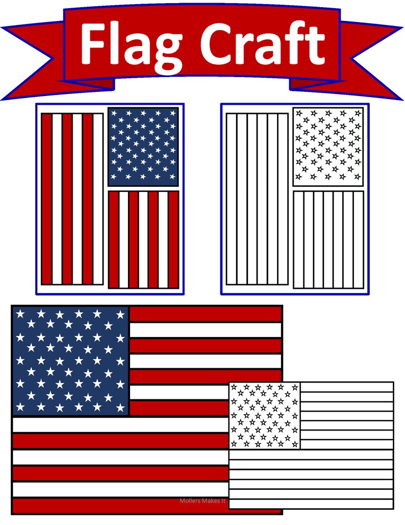 American Flag Paper Craft Pattern Template for Kids in Preschool ...