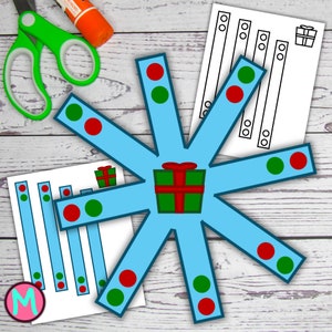 Christmas Snowflake Craft Template, simple cut and glue craft for kids, fun winter craft for preschool