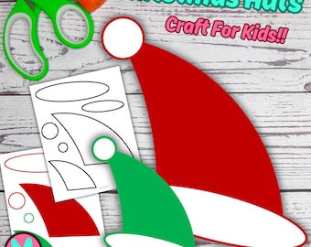 Christmas Hat Craft Template: Cut Glue Activity (PDF)