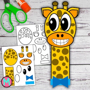 Giraffe Head Craft Template, Animal Craft For Preschool, Cut and Glue Craft For Kids, Zoo Animal Craft