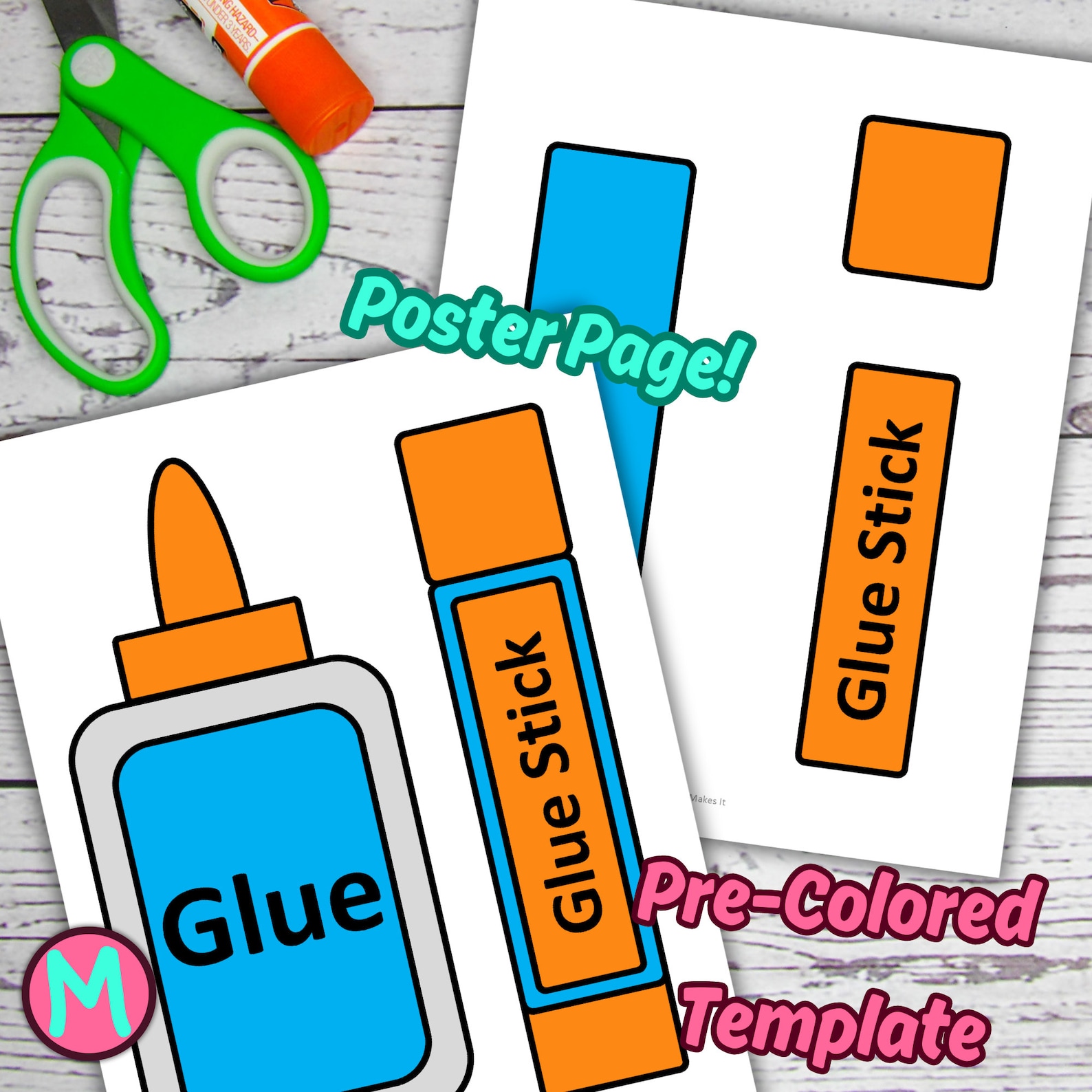 Glue Bottle and Stick Craft Template for Kids (PDF) - Etsy