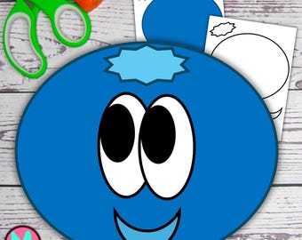 Blueberry Craft Template|Printable Cut and Glue Food Paper Craft For Kids (PDF)