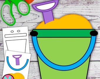 Sand Bucket Craft Template, Summer Cut and Glue Paper Craft For Kids