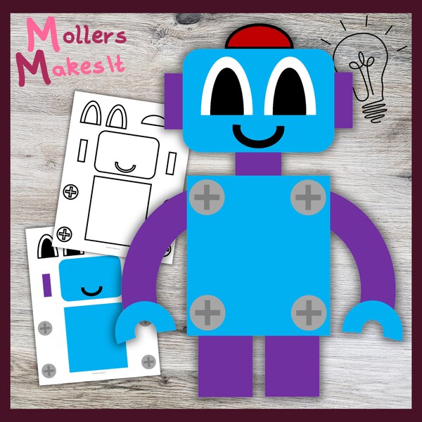 Rare Robot Craft Template for Kids in preschool, elementary, toddler, homeschool, cut and glue paper craft