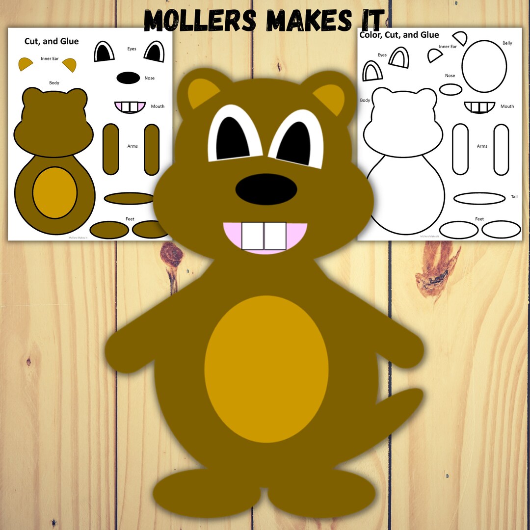 Groundhog Paper Craft Printable Pattern Template for Kids in Preschool