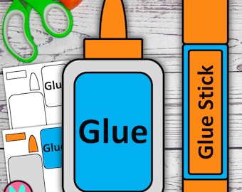 Glue Bottle and Stick Craft Template Printable Cut and Paste Activity For Kids (PDF)