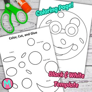 Moon Craft Template Paper Pattern for Kids, Preschool, Kindergarten ...