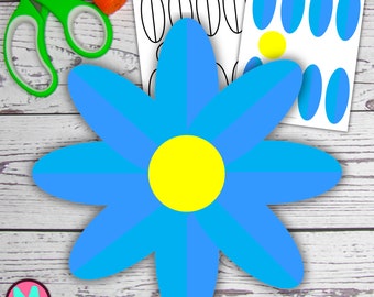 Plantilla para manualidades de flores amigables / Manualidad de jardín en papel para recortar y pegar para niños (PDF)