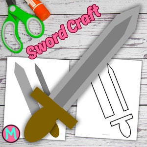 Sword Craft Template for kids, preschool, kindergarten, elementary or homeschool cut and glue paper craft