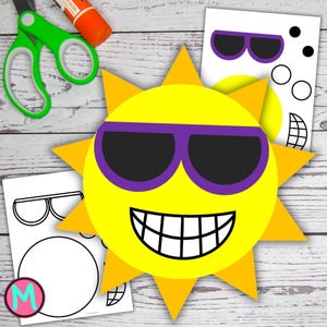 Modello di lavoretto del sole per la scuola materna, Costruisci un sole, Modello di sole fai da te, arti e lavoretti per bambini, semplice lavoretto di carta per bambini piccoli