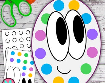 Modelo de Ovo de Páscoa Sorridente: Papel Artesanal para Imprimir, Recortar e Colar (PDF)