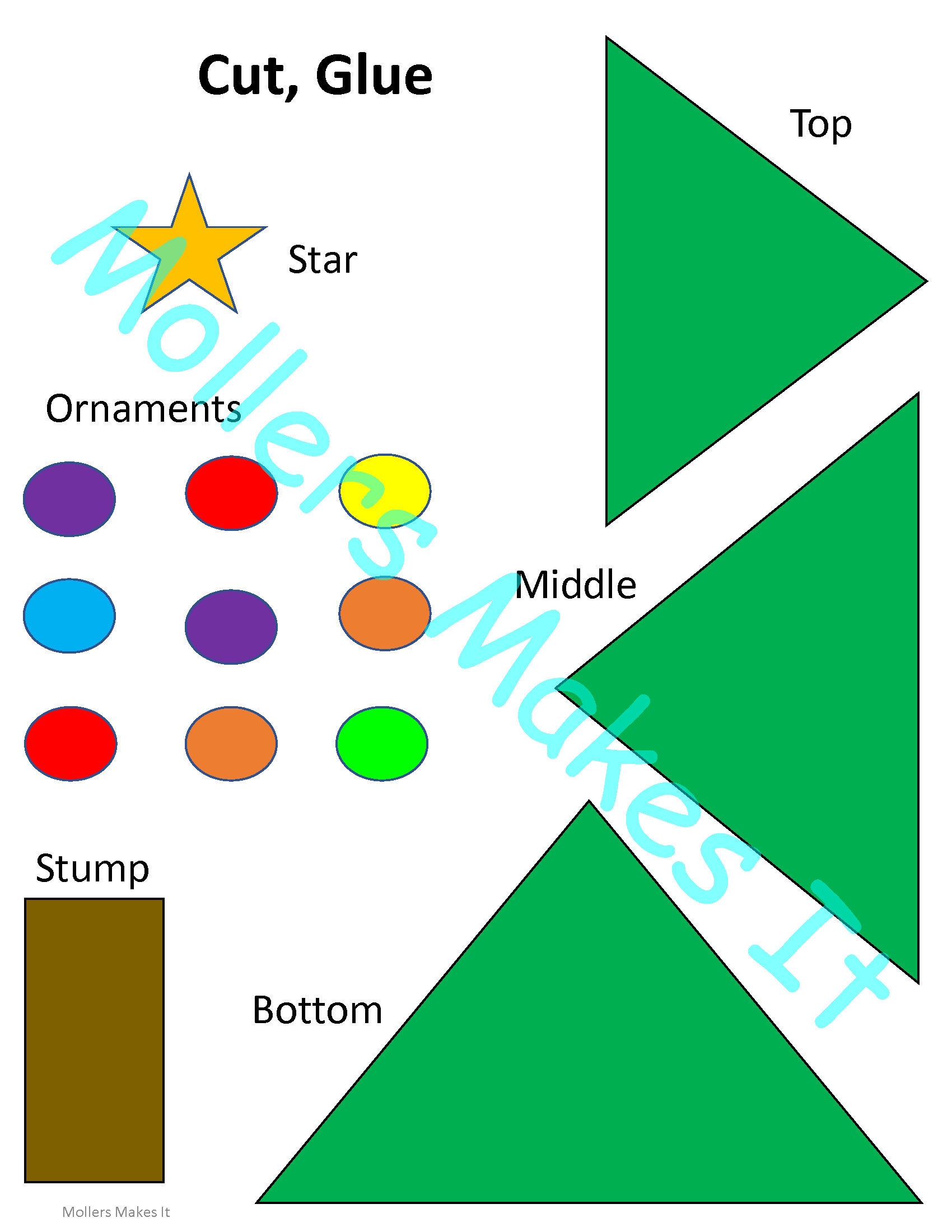 Simple Christmas Tree Paper Craft Pattern Template for Kids Toddler