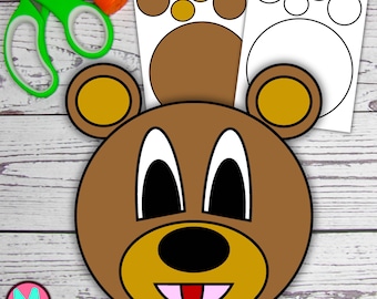 Bear Craft Template: Printable Animal Cut and Glue Paper Craft For Kids (PDF)