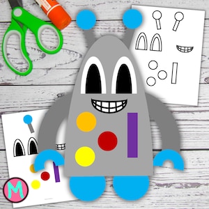 Reasonable Robot Craft Template for Kids, preschool, elementary, toddler, homeschool/gray cut and glue paper craft