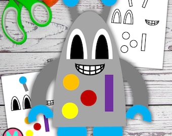 Reasonable Robot Craft Template for Kids, preschool, elementary, toddler, homeschool/gray cut and glue paper craft