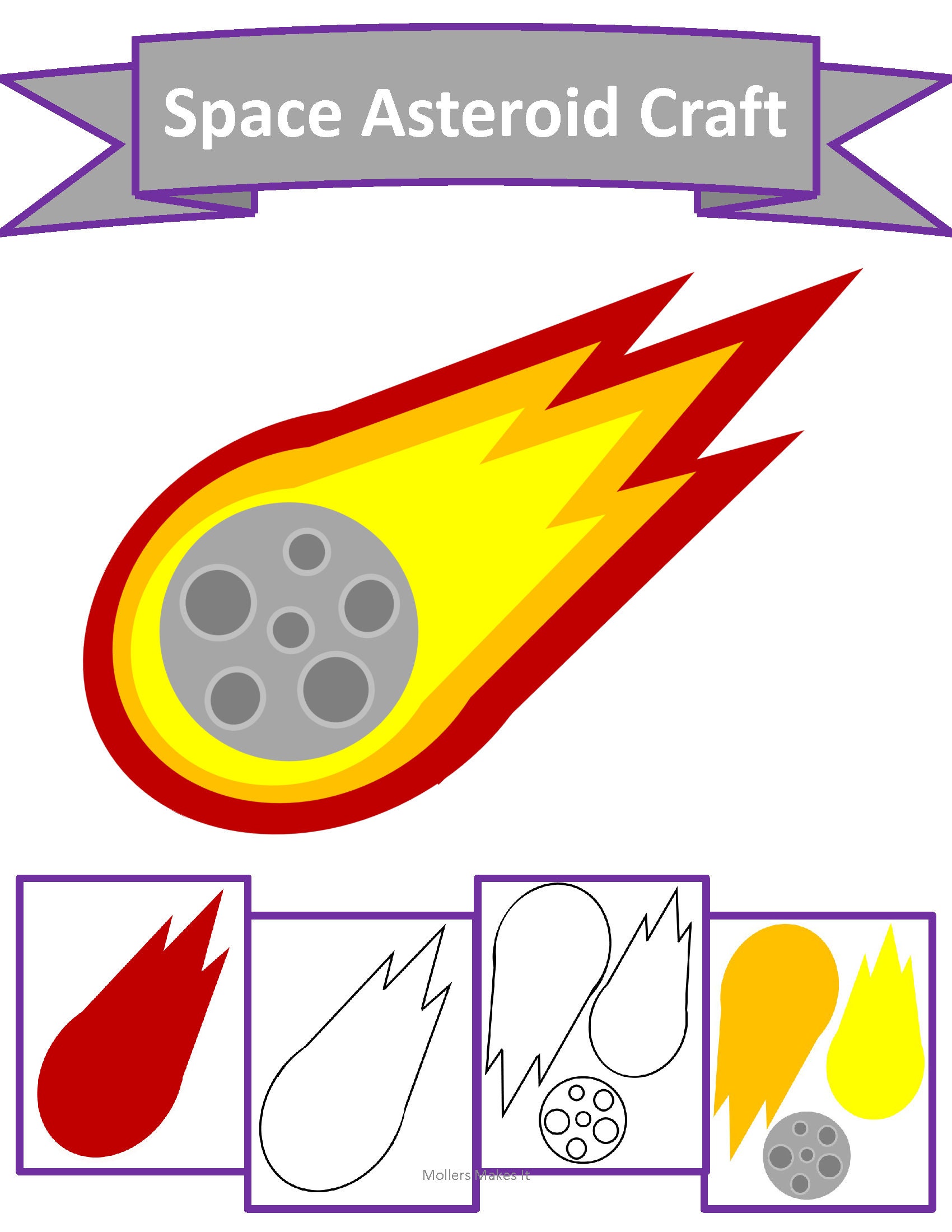 Space Asteroid Paper Craft Template for Kids, Preschool, Elementary ...