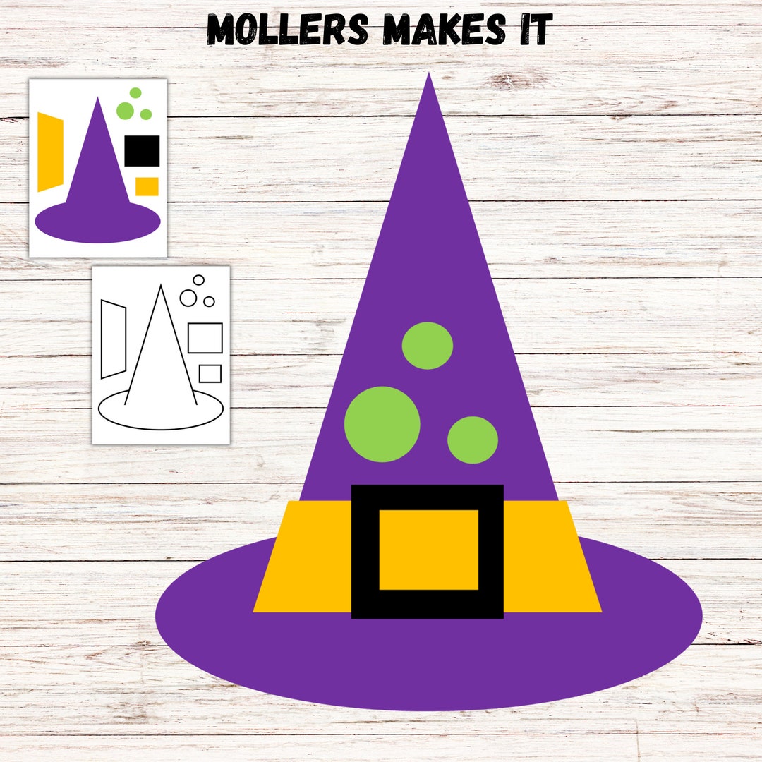 Witch Hat Paper Craft Pattern Template for Kids Preschool Etsy Witch Hat Paper Craft Pattern Template for Kids Preschool Etsy