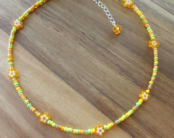 Orange and Yellow Daisy Choker