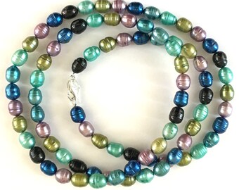 36&quot; Long Honora Cultured Pearl Necklace Sterling Silver Clasp, Multicolor, Wearable | Gift for Her Gift for Mom Gift for Wife Mothers Day