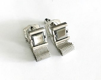 Vintage Swank Cuff Links Silver tone, Mesh Chain Wrap-Around Cufflinks | Gift for Him, Gift for Her, Gift for Man, Gift for Woman