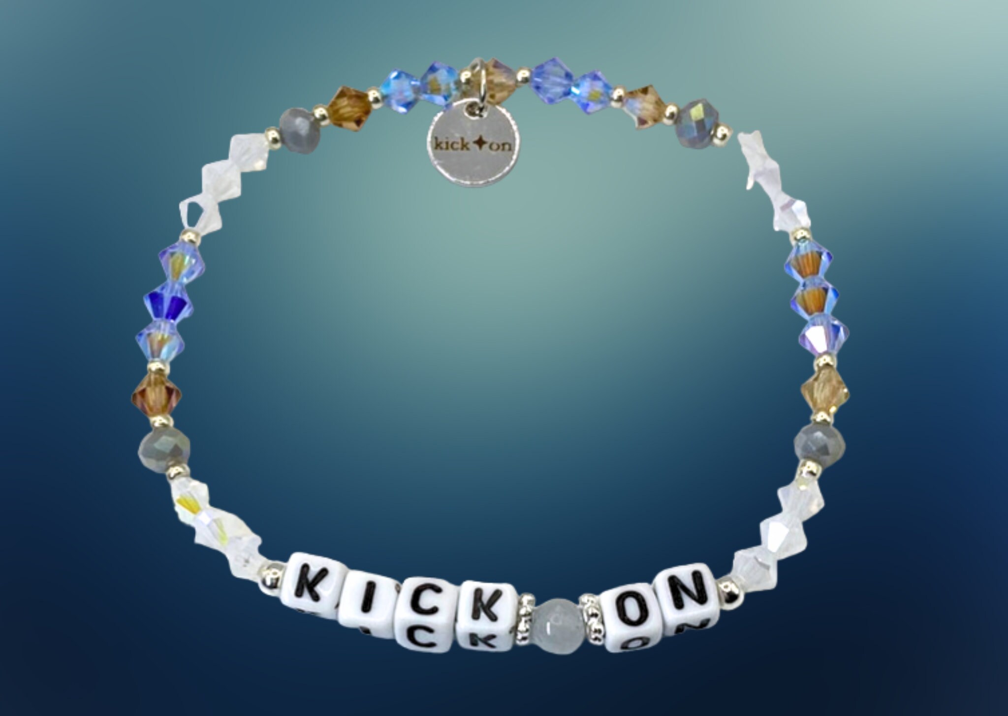 Natural Stone Bracelet with Letter Beads –