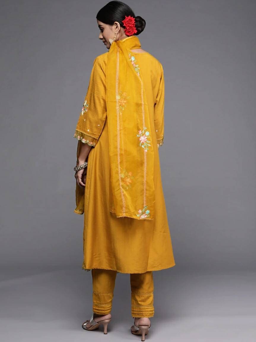 Mustard Yellow Kurta Silk Blend Pant main image 1