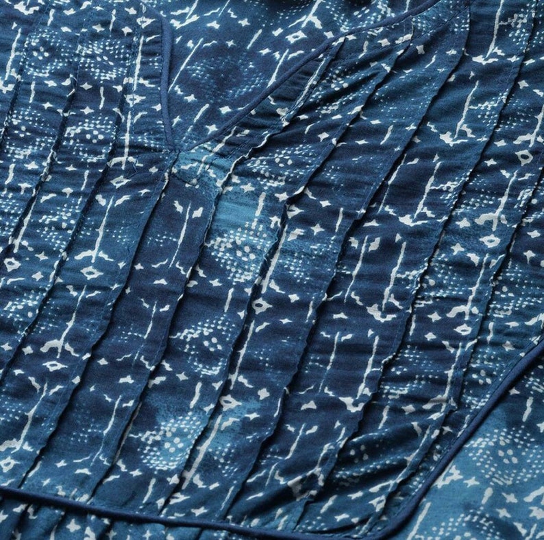 Tops tuniques pur coton pour femme Top imprimé bleu marine court Kurta Kurtis pour femme Top d'été t-shirts T-shirt grande taille Boho Tops cadeau pour elle image 2