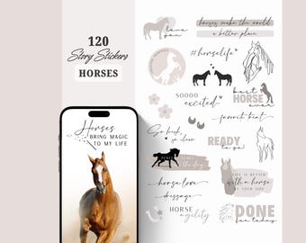 Instagram Story Sticker Pferd Pony Liebe Basic Reiten Stall Pferdepflege Bodenarbeit Storysticker | Lettering Sticker | Instant Download PNG