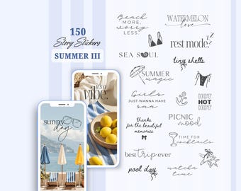 Instagram Story Sticker Sommer III | Strand | Pool | Sonnenschein | Kalligraphie Lettering Storysticker Words | Daily | Summer Storysticker