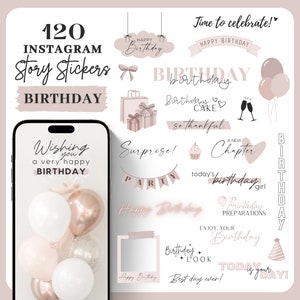 120 Instagram Story Sticker Geburtstag | Birthday | Lettering | Clipart | Feier | Storysticker | Geburtstagsfeier | Party | Kuchen | Torte