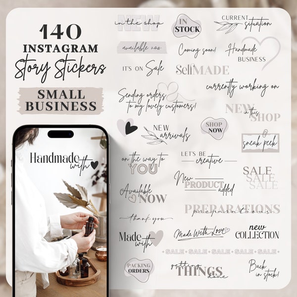 140 Instagram Story Sticker Small Business | Online Shop | Lettering | Clipart, Business, Storysticker, Handmade, Unternehmer, Selbstständig